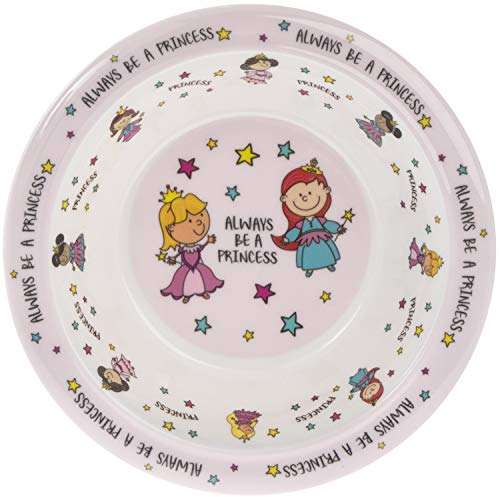 The Leonardo Collection LP42500 Cuenco Infantil de melamina Rosa con Texto en inglés Always be a Princess (16,5 cm), Multicolor