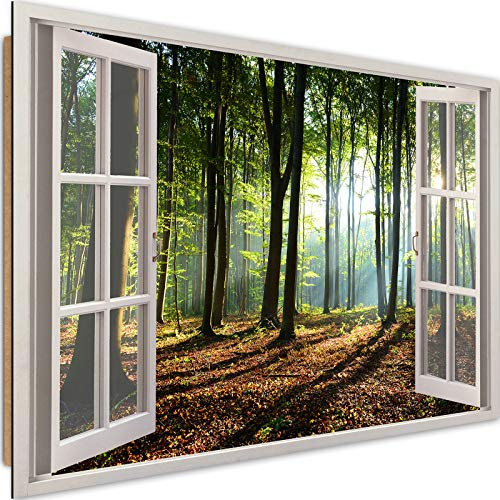 Feeby Tableau Décoratif XXL Effet 3D 120x80 cm 1 Pièce Moderne Impression Artistique Qualité Photographique Image Décoration Murale Salon Chambre Cuisine Bureau Couloir Forêt Automne Multi