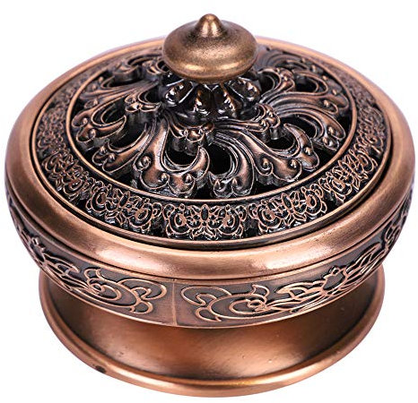 Petit Encensoir Brûle Encens Lotus Bouddha Porte-encens Bronze Vintage Brûleur d'encens Charbon Poêle Luxe Support Encens Métal Décoratio Maison Bureau pour Encenser Bton Cône Bobine Encens