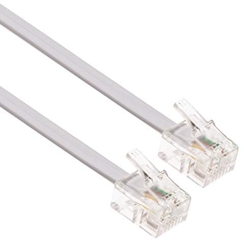 RJ11 Cable ADSL 66ft Extension Lead Phone Cord Telephone Plug High Speed Xfinity Internet Broadband Male to Male Router and Modem to RJ11 Phone Socket, Microfilter, Landline Wire (White)