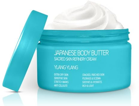 Onsen Secret Japanese Body Butter - Skin Refinery Cream Natural and Organic Moisturizing Clear Skin Exfoliator with All Coconut and Jojoba Oil for Women- 8.6 fl oz/255 ml (Ylang Ylang)