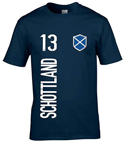FanShirts4u Kinder Fanshirt Trikot Jersey SCHOTTLAND Scotland T-Shirt inkl. Druck Wunschname u. Wunschnummer EM WM (9/11 Jahre 134-146 cm, SCHOTTLAND/Dunkelblau)