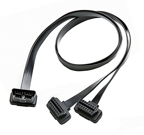 Aukson Q30C OBD2 Splitter Verlängerungskabel 16 Pin – 30cm 1x Stecker auf 2x Buchsen | Diagnosekabel für Scan-Tools & Fahrzeugdiagnose | Robuste 16-Pin-Verbindung