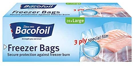 Bacofoil 20 Freezer Bags Large 6 litre 29x47cm White