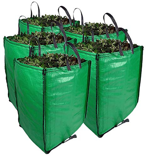 JUMBO Garden Waste Bags 272 Litre - PREMIUM GRADE - Industrial Fabric and Handles - Heavy Duty Garden/Green Waste Sacks (5 Bags)