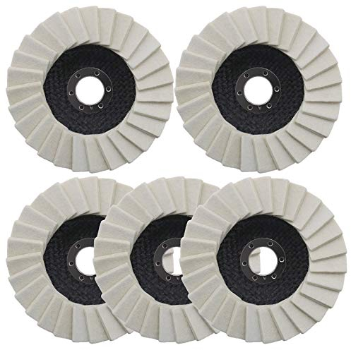 5 Stück Polierscheibe 125mm x 22,2 mm Polierfächerscheibe Filz Glanz Polier Scheibe für Winkelschleifer