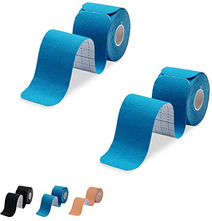 Kinesiotapes vorgeschnitten | Kinesiologie Tape wasserfest & elastisch | Kinesio Tapes für Sport, für Knie, Schulter und Ellenbogen | 40 Streifen (25cm x 5cm) | Blau