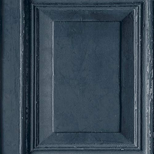 Grandeco Life Wood Panels Navy Wallpaper A49201 - Distressed Wooden Panelling