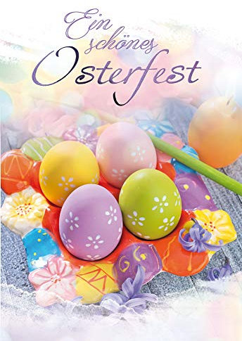 KE - Frohe Ostern Grußkarte, DIN B6 Format, inkl. Umschlag - Hochwertige Osterkarte mit beliebtem Ostereier-Motiv
