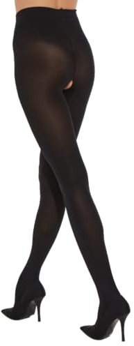 FIORE OUVERT 20/80 Strumpfhose mit Öffnung Schritt offen flache Naht 20/80 DEN S-XXL (L, 80DEN Schwarz)