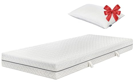 ESSENCE SLEEP Kaltschaummatratze - 100 x 200 x 18 cm, 7- Zonen Schaum Matratze mit 1 Kissen H3 für alle Schlaftypen Rollmatratze - Atmungsaktiv Bequem und Langlebig Memory Foam