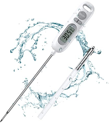 Criacr Grill Thermometer, Fleischthermometer mit Langer Sonde, IPX6 Wasserdicht Bratenthermometer, küchenthermometer für Grill, BBQ, Küche, Wasser, Milch