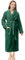 NY Threads Damen-Bademantel, Fleece, Schalkragen, lang, flauschig, Grün, Small