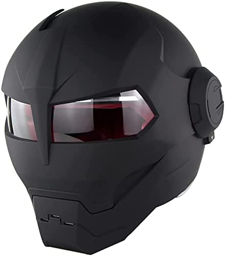 Motorradhelm Motorrad-Integralhelm Mit Offenem Gesicht, ECE-Zertifizierter Iron Man Transformers-Helm, Hochklappbarer Motorrad-Integralhelm Für Erwachsene, Männer Und Frauen D,L