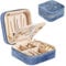 Darbermu Mini Jewelry Box Organiser, Portable Travel Case With Mirror, Velvet Double Layer Bag for Rings, Earrings, Necklaces, Bracelets - Gift for Girls and Women