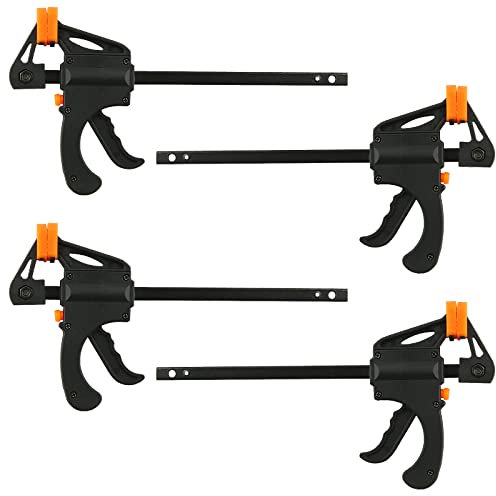 Eilumduo 2 Pcs 6 inch Bar Clamps for Woodworking, One-Hand Quick Grip Clamps Trigger Clamp, Mini Small Bar Clamp for Spreader