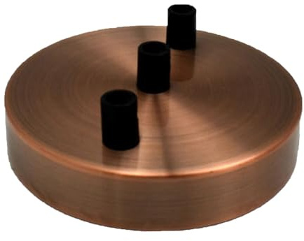 Vintage Copper 3 Outlets Ceiling Rose 120mm Metal Round Light Fitting Base | Pendant Holder Plate Industrial Style Ceiling Plate Fixture With 25mm Height Without Cord Grip for Hanging Lamps Chandeliers