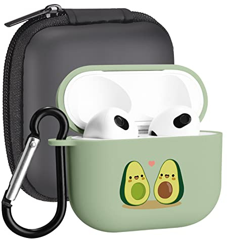 MAYCARI Compatibile con Airpods 3rd Generation Case, Cute Airpods 3 Case Cover Avocado Stampato Protettivo Donne Ragazza con Portachiavi per Apple Airpods 3rd Gen Case