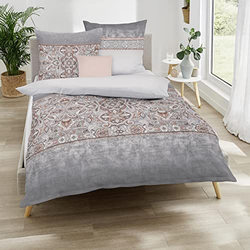 Kaeppel Mako-Satin Bettwäsche Kayla Platin 1 Bettbezug 135 x 200 cm + 1 Kissenbezug 80 x 80 cm