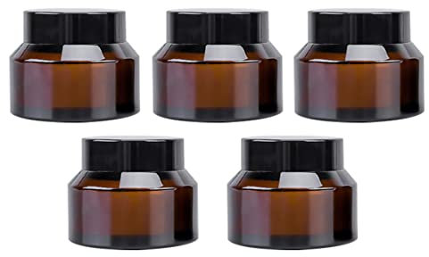 STOBAZA 5 Pièces Pots De Crème Marron Flacons De Crème Pots De Maquillage Flacons De Voyage Verre Vides