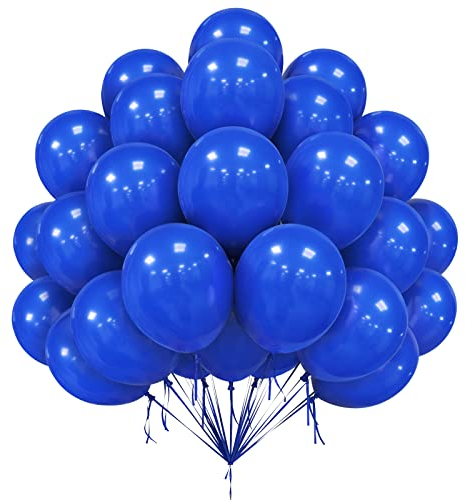 Ballons Bleus, 50 Pièces 12 Pouces Ballons en Latex Bleu Foncé, Ballons Bleu Foncé Mat pour Garçons Hommes Bleu Fête D'anniversaire Mariage Anniversaire Bébé Douche Décoration