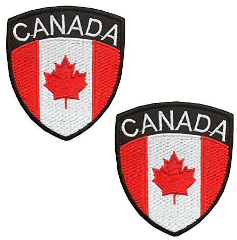 2 St.Kanada Flagge Schild Patch- Taktisch Kanadische Schild Emblem, Bestickter Aufnäher mit Verschluss, Militär Bänder für Rucksäcke Kleidung Taschen Uniform Weste Jersey Reisen