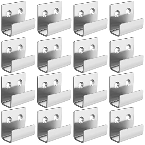 16 Stück Keramikfliesen Display Wandhaken, Edelstahl Schwerlast-Haken Keramikfliesen Halterungen, U Winkel Halterung mit Festen Schrauben (Silber, 40 x 25 x 35 mm)