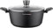 FLORINA Pentola in alluminio (6,1 l) diametro 28 cm con coperchio in vetro – antiaderente pentola a induzione – ovale ideale per fornelli a induzione, fornelli a gas e fornelli elettrici (nero)