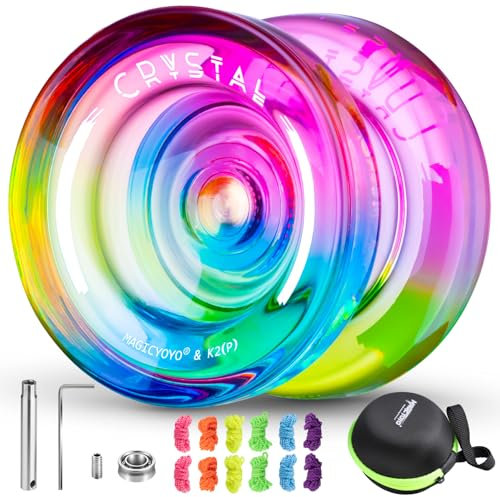 MAGICYOYO Responsive and Unresponsive Dual Purpose Yo-Yo for Kids - Complete Accessory Kit with Crystal Yo-Yo, Replacement Bearings, Strings, Removal Tool, Axle, and Yo-Yo Bag - Perfect for Beginners.