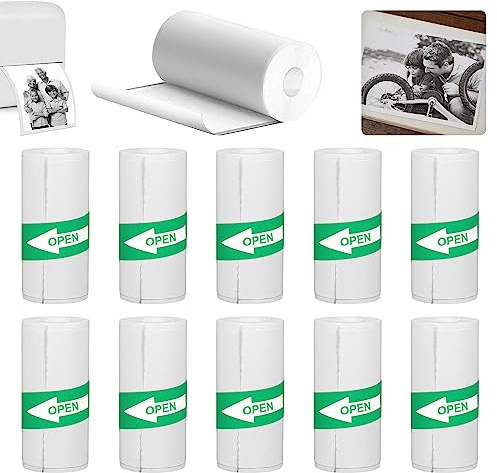 10* Mini Drucker Papier Thermopapier Selbstklebend Printer Sticker Papier Mini Thermodrucker Etiketten, für Fotos, Aufgabenliste, Notizen, Schwarz auf Weiß-57 * 25mm