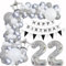 Luftballons Girlande 22 Geburtstag Deko Frauen Mann Luftballons Silber grau Weiß deko 22. Geburtstag Frau Männer 22 Jahre Geburtstagdeko Silber Happy 22 Birthday Girlande Ballons Deko Weiß silber