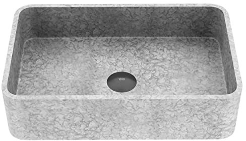 VIGO Cordoba Gothic VG04062 Waschbecken für die Theke, rechteckig, Beton, 50,8 x 33 x 12,7 cm, Aschgrau