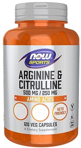 Now Foods L-Arginine & L-Citrulline, 500mg/250mg, 120 gélules végétaliennes, Acides Aminés, Végétarien, Sans Gluten, Sans Soja, Sans OGM