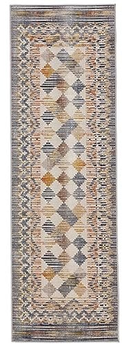 RugVista, Kea, Teppich, 80 x 250 cm, Läufer, Kurzflor, Modern, Oeko-TEX Standard 100, Wohnzimmer, Schlafzimmer, Esszimmer/Küche, Flur, Büro, Maschinenwaschbar bis 30 Grad, Gelb/Orange