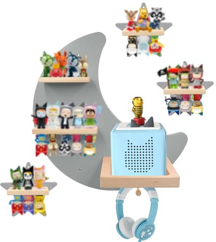 Taladad Toniebox Starter-Tonie-Regal, Wandmontage, für Tonies-Figuren, Tonies-Aufbewahrung, magnetische schwebende Holzregale, kompatibel mit Tonie-Box-Spieler-Charakter für Kinderzimmer