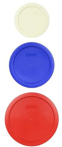 Pyrex (3) Deckel-Set für 7200 2 Tassen, 7201 4 Tassen und 7203 7 Tassen Glasschalen – hergestellt in den USA