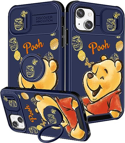 Qerrassa for iPhone 14 Plus Case Cute Cartoon 14 Plus Phone Case for Women Girly Boys Funny Kawaii Cover with Camera Cover & Ring Holder for Apple iPhone 14 Plus, Blue Weini
