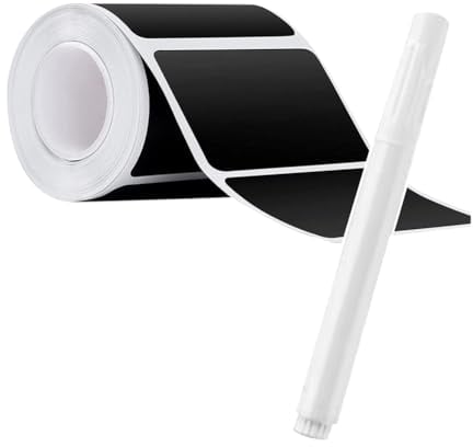 JIHUOO Waterproof Black 120 Chalkboard Labels Stickers - Food, Jars, Bins: Removable, White Chalk Marker