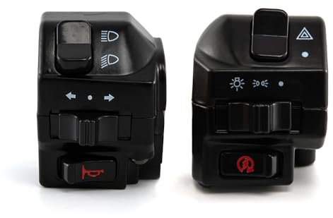 Interruptor Manillar Moto Universal 7/8 22mm - Indicador, Bocina, Luces Altas/Bajas, Start/Stop - Botón Sustituye Montaje