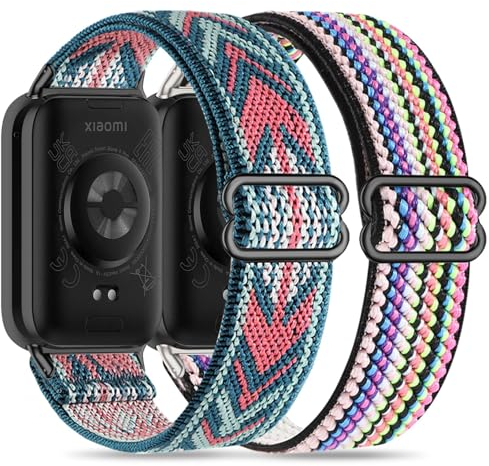 Wizvv 2 Pack Nylon Armband kompatibel mit Xiaomi Mi Band 9 Pro/8 Pro/Redmi Watch 5/Watch 4, Schnellverschluss Ersatz Sport Uhrenarmband für Damen Herren