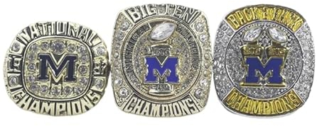 haobook NCAA Rose Bowl Championship Ring Replik 1997 2021 2022 Michigan Wolverines Fußball -Meisterschaft Ring Set Fußball Sammler -Souvenir Männerfreunde und Fans