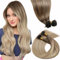 LaaVoo Extension Echthaar Bondings Balayage Blond Echthaar Extensions Mit Keratin Bondings Hellbraun Ombre Aschblond Platinblond U Tip Extensions Echthaar Keratin 50g 1g/s #8/18/60 55cm