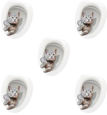 Lot de 5 autocollants pour abattant de WC Motif chat pour abattant de toilettes Taille L 30 x 35 cm