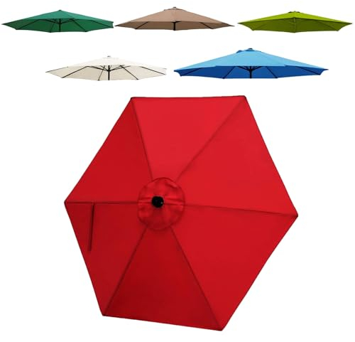 JEDAL Toldo De Recambio de Sombrilla de 2.0m/2.50m/2.70m/3.0m Tela De Repuesto de Sombrilla 6 Varillas, Cubierta Repuesto para Sombrilla De Patio, toldo para Exteriores(Roja,300cm)