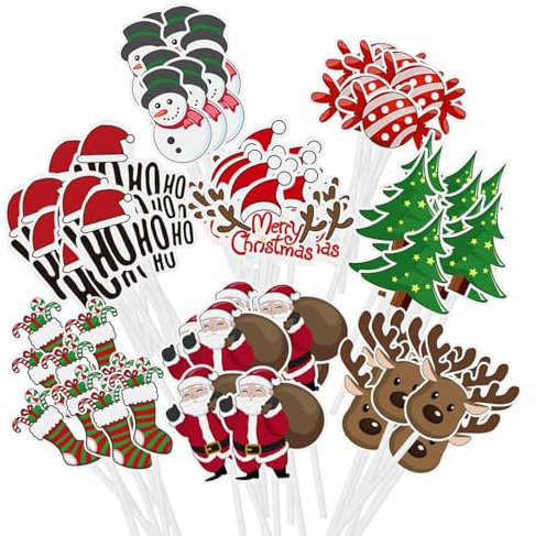 80 StückeWeihnachten Tortendeko,Merry Christmas Cake Toppers Weihnachts Kuchen Deko,Weihnachtsbaum Tortenaufsätze,Weihnacht Muffin Deko Backen Zubehör