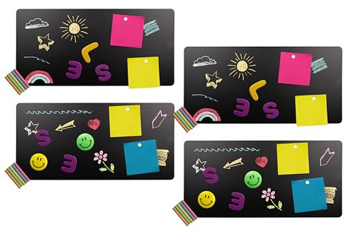 Clever Leon Magnettafel Schwarz 2er Set Pinnwand Magnetisch Magnetwand Kreidetafel Memoboard Für Urlaubs Magnete Beschreibbar Löschbar 40x19 cm 4 Stück