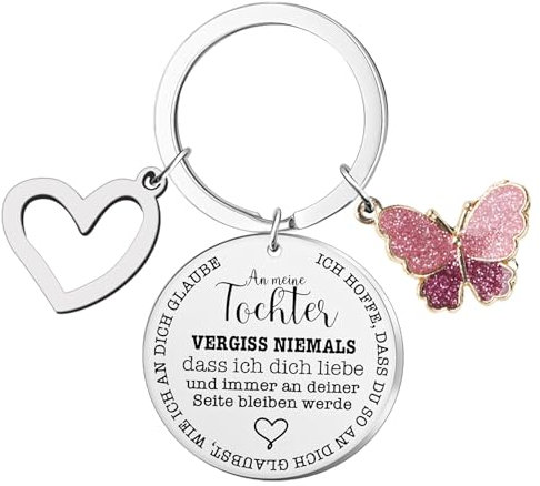 Annauiy An meine Tochter Schlüsselanhänger von Papa und Mama Inspirierendes Geschenk,Schlüsselanhänger Geschenk für Geburtstag Graduierung Weihnachten Jahrestag (Silber)