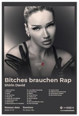 Shirin David-Poster, sexy Rapper-Sänger, Hip-Hop-Musik, Rap-Album, Hündinnen Brauchen, Rap-Cover, Fans, Geschenk, Leinwand, Poster, Schlafzimmer, Dekoration, Landschaft, Büro, Raumdekoration,