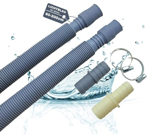 LICHTBLAU Ablaufschlauch und Verlängerung Set 2997 FLEXI 60-200cm I ausziehbar inkl. Verbinder und Schlauchschellen, für Waschmaschine und Geschirrspüler Wasserablaufschlauch universell verwendbar