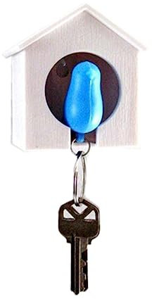 HOMOCONO Vogelhaus Schlüsselring Mit Blauer Spatz Pfeife Weißes Design Material Für Schulanfang Und Schlüsselaufbewahrung
